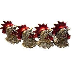 Farmhouse Napkin Ring Set Rooster Chickens Country Homestead 4pcs Rustic